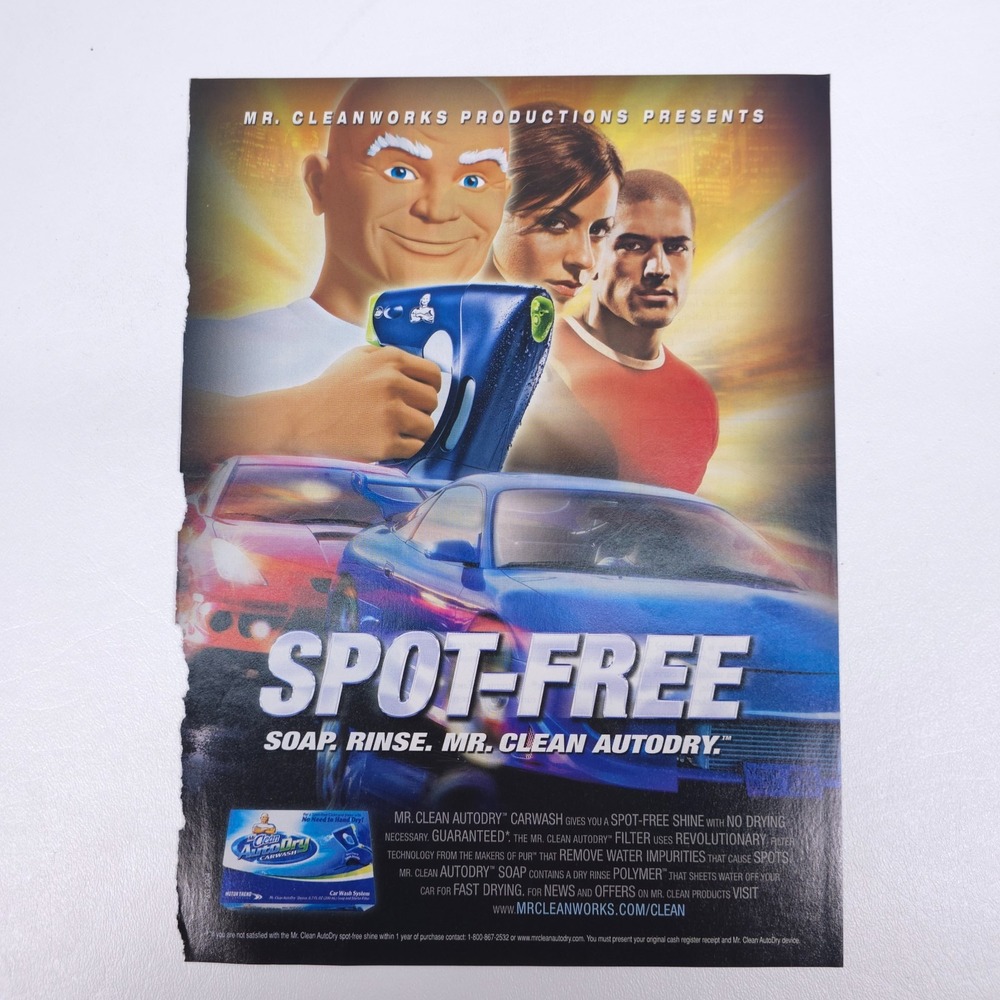 Mr Clean AutoDry Spot Free Ad June 2007 Hot Rod Magazine Car Wash System Print